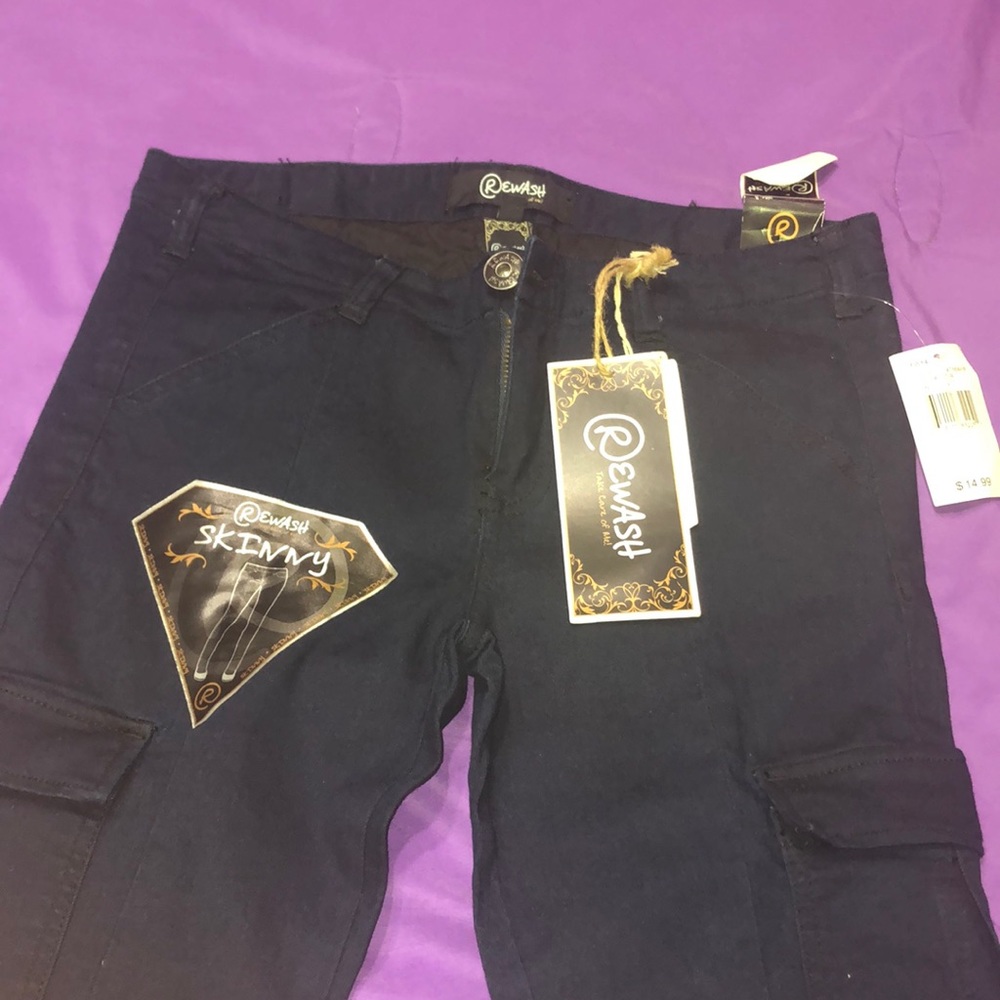 Navy Blue Skinny Cargo Jeans